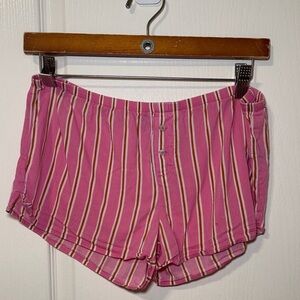 Aerie Pink White & Gold Striped Pajama Boxer Shorts Size XS NWOT